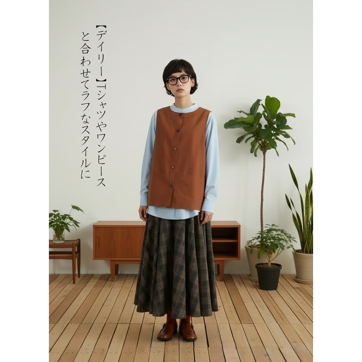 マルチポケットベストジレアウター Fジャガード生地体型カバー | On One's Own | 詳細画像9 