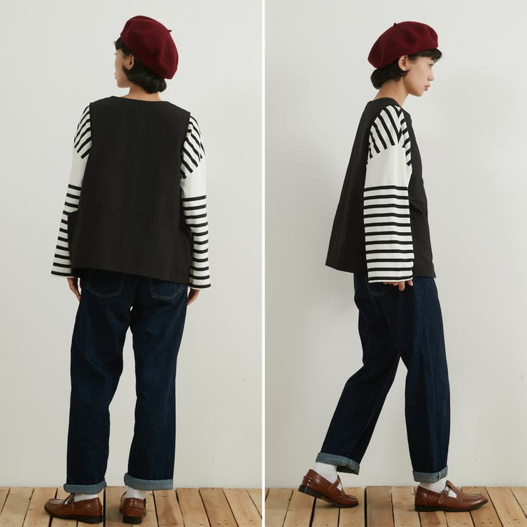 マルチポケットベストジレアウター Fジャガード生地体型カバー | On One's Own | 詳細画像4 