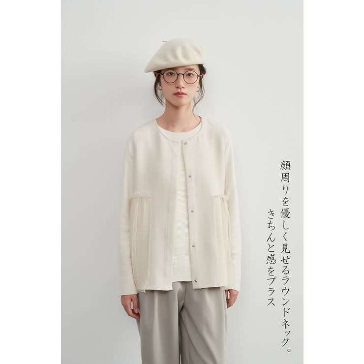 BEIGE | ドビーチュールレースレイヤードベストジレラウンドネック | On One's Own