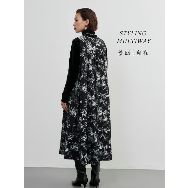 ノースリーブワンピース フラワー プリント花柄ロング丈レイヤード | On One's Own | 詳細画像6 