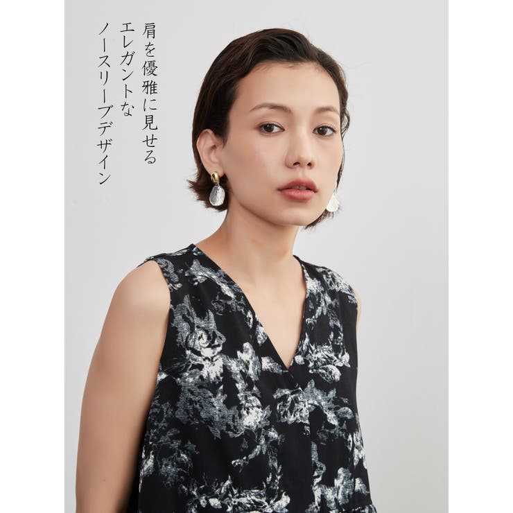 ノースリーブワンピース フラワー プリント花柄ロング丈レイヤード | On One's Own | 詳細画像9 