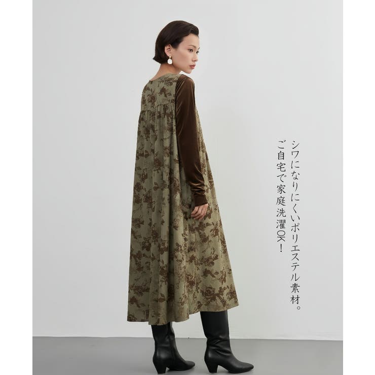 ノースリーブワンピース フラワー プリント花柄ロング丈レイヤード | On One's Own | 詳細画像7 