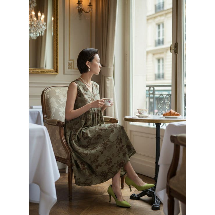 ノースリーブワンピース フラワー プリント花柄ロング丈レイヤード | On One's Own | 詳細画像13 