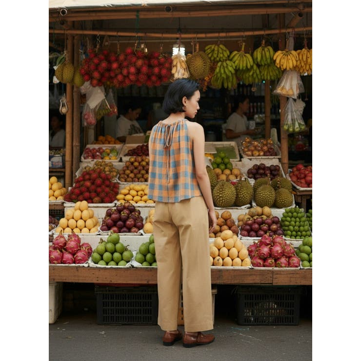 綿100％コットンスラックスルーズフィットストレート美脚パンツ | On One's Own | 詳細画像6 