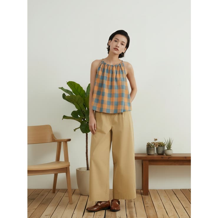 WHEAT | 綿100％コットンスラックスルーズフィットストレート美脚パンツ | On One's Own