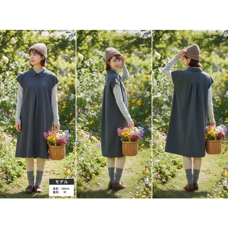 多ボタンノースリーブAラインピーチスキンワンピースチュニック | On One's Own | 詳細画像5 