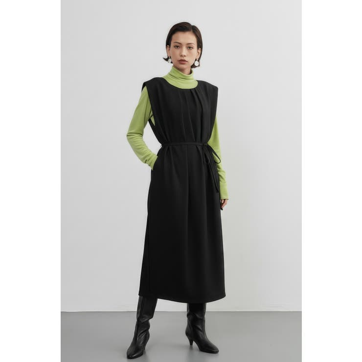 ドレッシーワイドショルダーノースリーブワンピースタックデザイン | On One's Own | 詳細画像13 