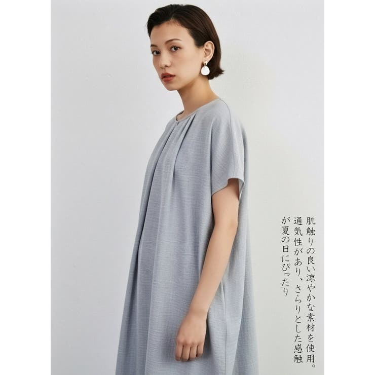 半袖ワンピース夏リラックスロング丈タックワンピース | On One's Own | 詳細画像8 