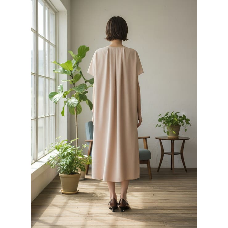 半袖ワンピース夏リラックスロング丈タックワンピース | On One's Own | 詳細画像5 