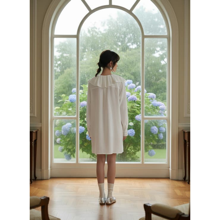 ラッフルカラーチュニックワンピース長袖フリル襟 | On One's Own | 詳細画像6 