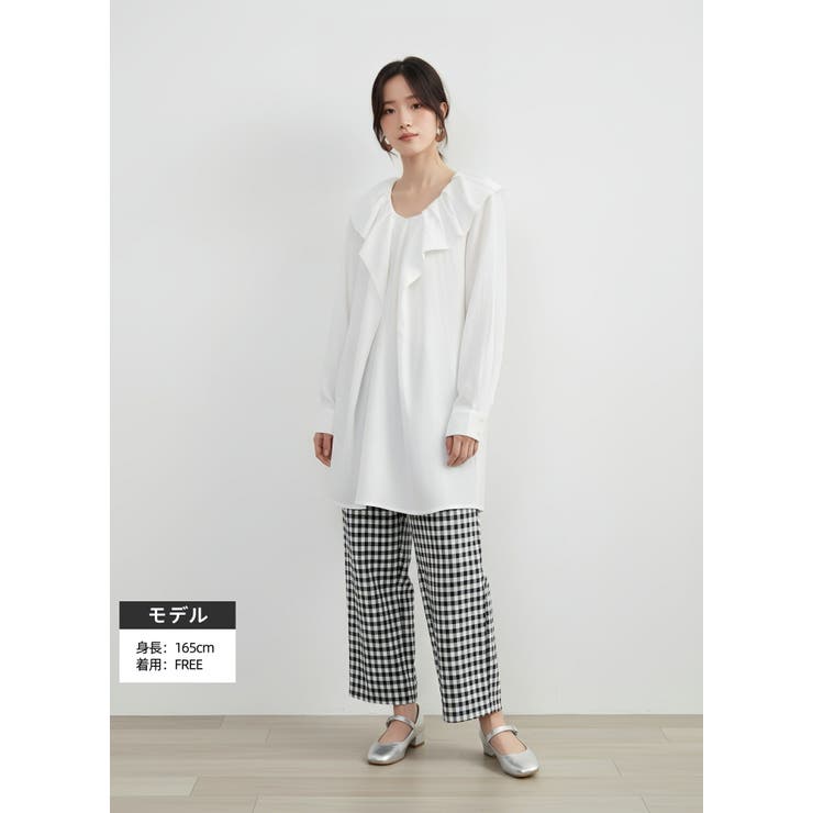 ラッフルカラーチュニックワンピース長袖フリル襟 | On One's Own | 詳細画像10 