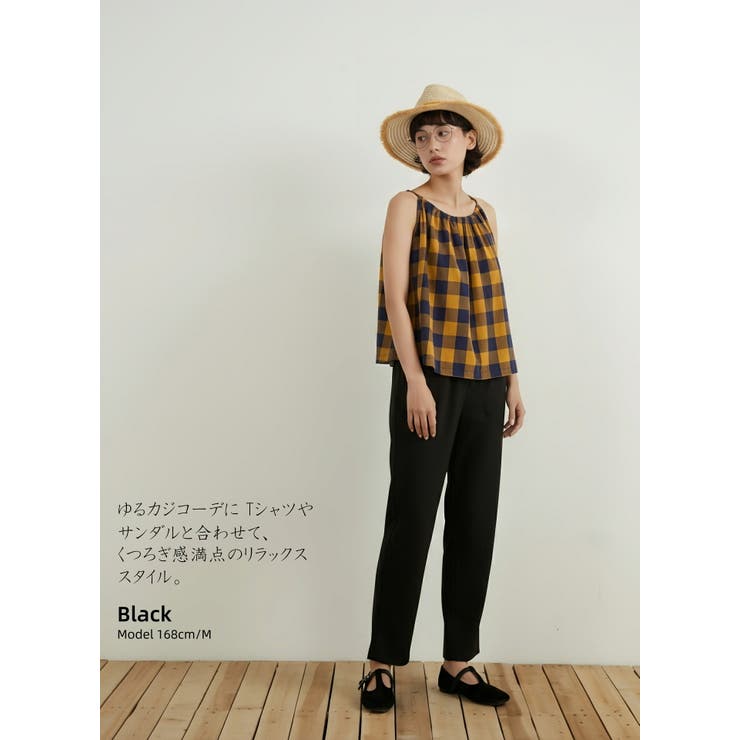 リネン混ストレートパンツルーズシルエットウエストゴム | On One's Own | 詳細画像13 