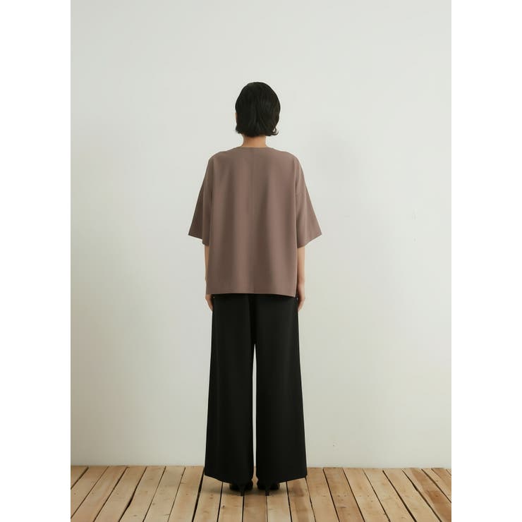ワイドパンツタック入りスラックスウエストゴムオフィス通勤 | On One's Own | 詳細画像10 