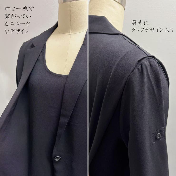 フェイクレイヤードトレンチ風ワンピース長袖ロング丈Aライン二枚仕立て | On One's Own | 詳細画像8 