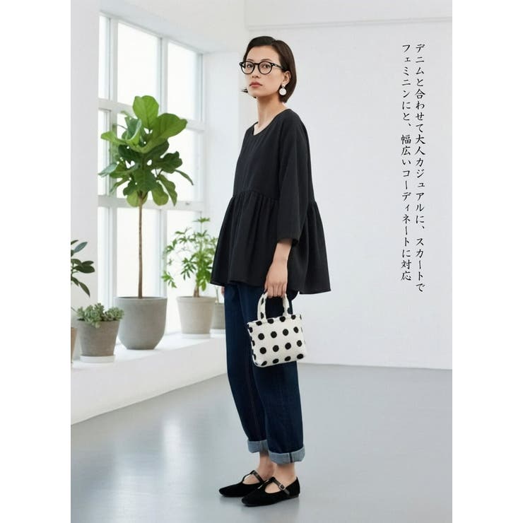 ジャガード八分袖ギャザートップスプルオーバー | On One's Own | 詳細画像3 