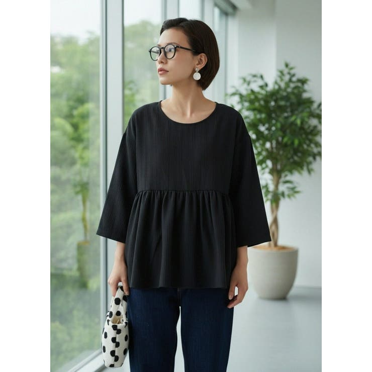 ジャガード八分袖ギャザートップスプルオーバー | On One's Own | 詳細画像6 