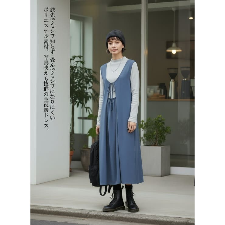 2WAYサテンドレープジャンスカワンピースジャンパースカート光沢感肉厚サテン | On One's Own | 詳細画像12 