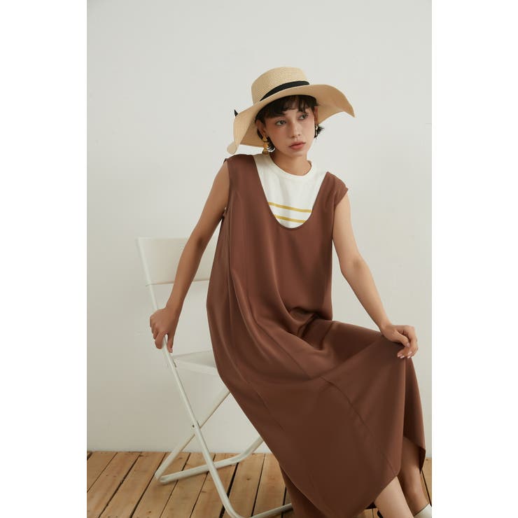 2WAYサテンドレープジャンスカワンピースジャンパースカート光沢感肉厚サテン | On One's Own | 詳細画像14 