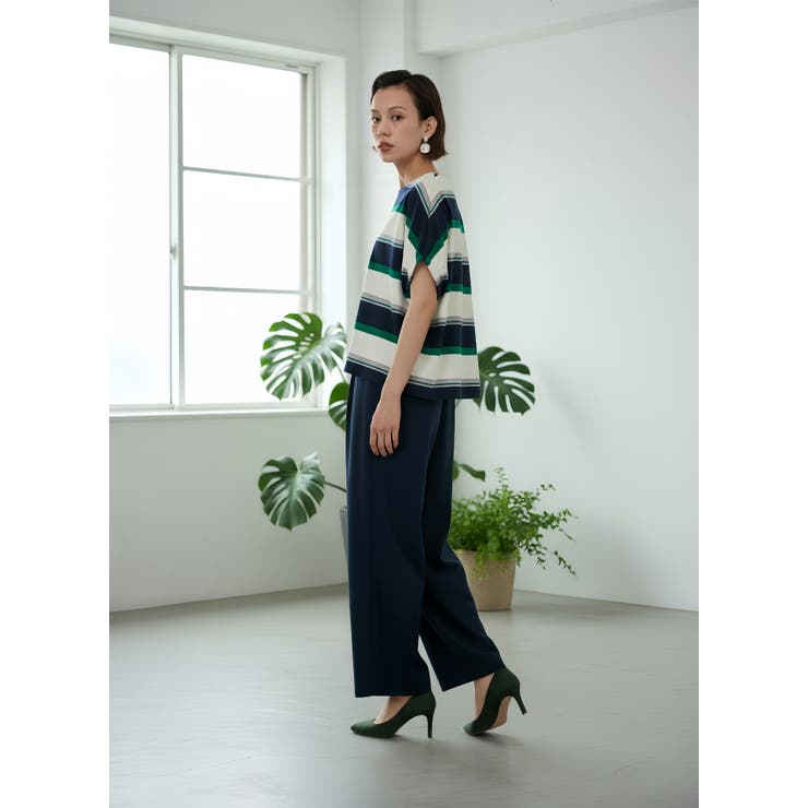 綿100％ドルマンボーダーTシャツ半袖トップスプルオーバーカットソー | On One's Own | 詳細画像5 