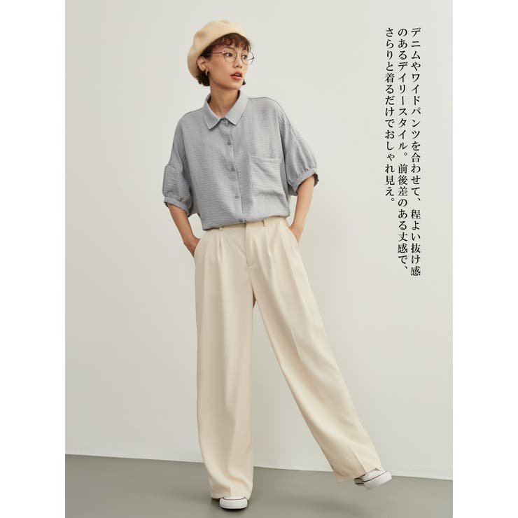 半袖シャツ春夏ブラウスルーズフィット半袖シャツチュニック体系カバー | On One's Own | 詳細画像14 