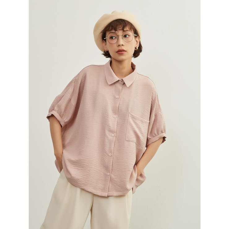 半袖シャツ春夏ブラウスルーズフィット半袖シャツチュニック体系カバー | On One's Own | 詳細画像7 