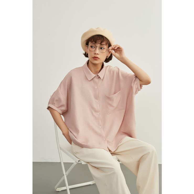 半袖シャツ春夏ブラウスルーズフィット半袖シャツチュニック体系カバー | On One's Own | 詳細画像6 