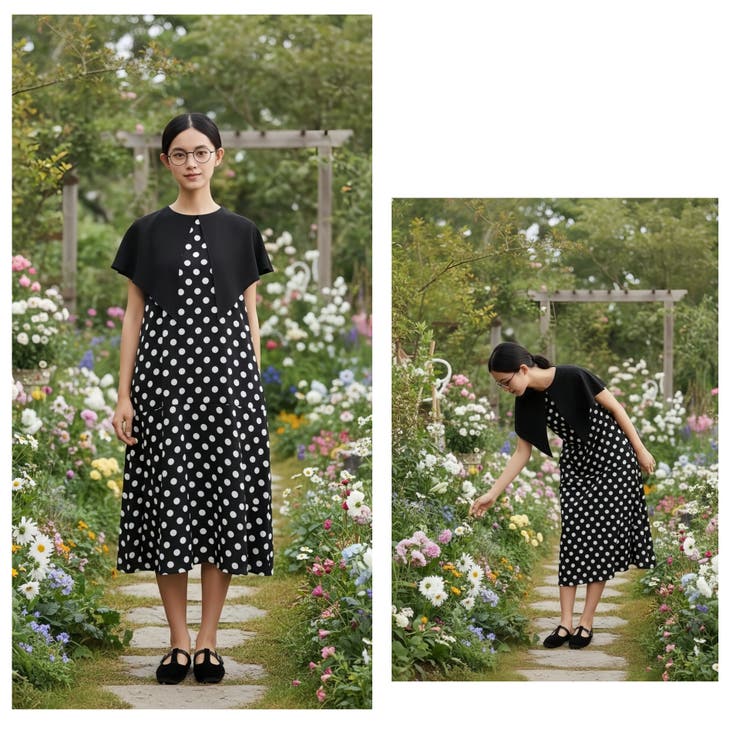 ケープ風衿ノースリーブAラインワンピースポケット付きロングマキシケープ | On One's Own | 詳細画像14 