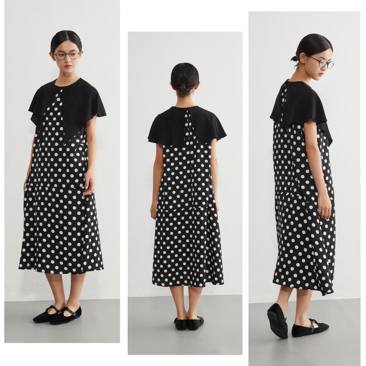 ケープ風衿ノースリーブAラインワンピースポケット付きロングマキシケープ | On One's Own | 詳細画像13 