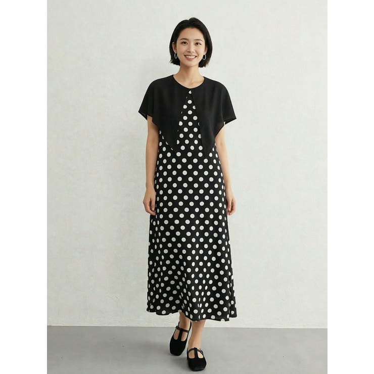 ケープ風衿ノースリーブAラインワンピースポケット付きロングマキシケープ | On One's Own | 詳細画像12 