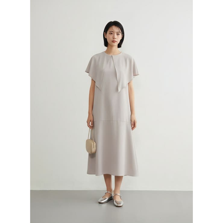 ケープ風衿ノースリーブAラインワンピースポケット付きロングマキシケープ | On One's Own | 詳細画像9 