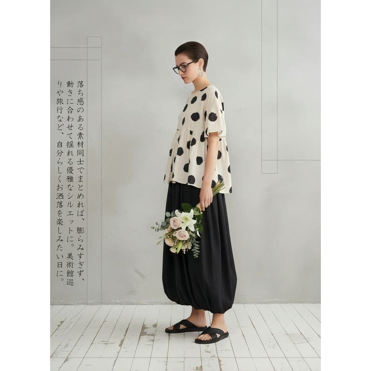 ドットギャザー切替かすれ水玉プルオーバーチュニック | On One's Own | 詳細画像13 