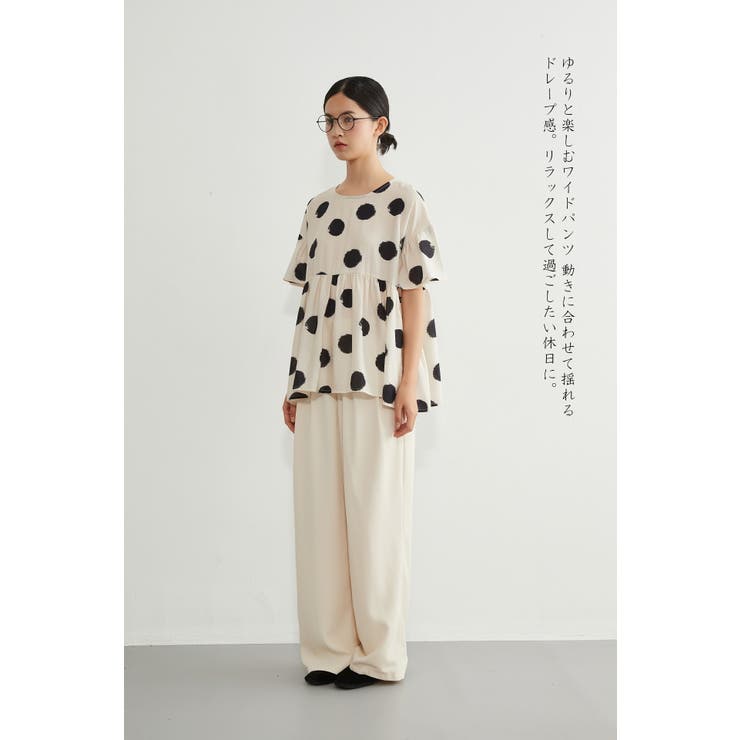 ドットギャザー切替かすれ水玉プルオーバーチュニック | On One's Own | 詳細画像12 