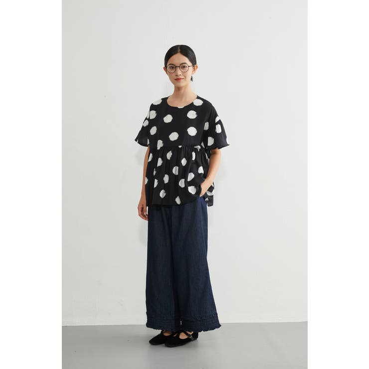 ドットギャザー切替かすれ水玉プルオーバーチュニック | On One's Own | 詳細画像11 