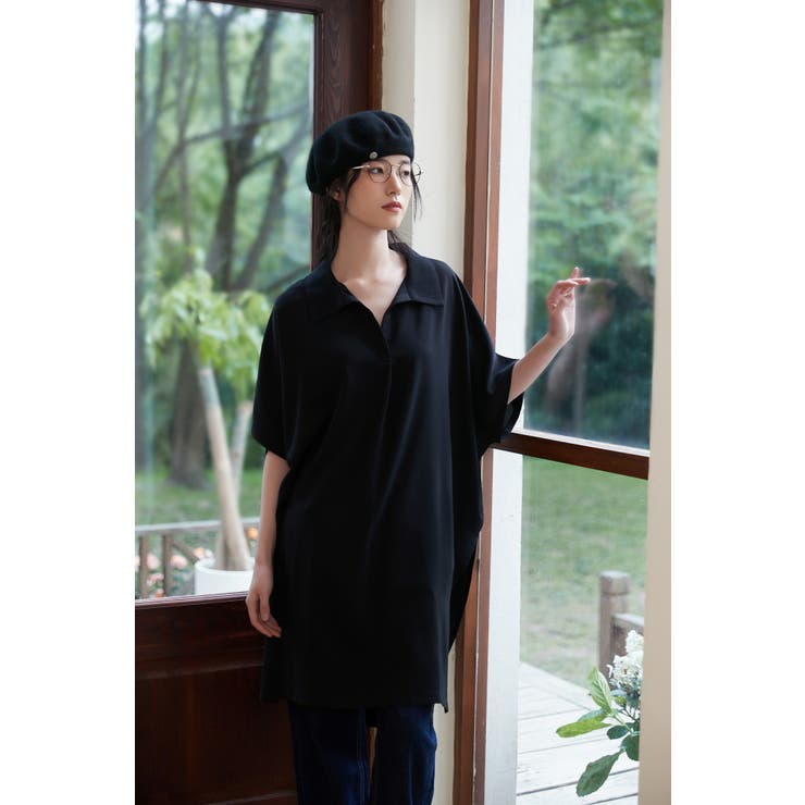 ルーズフィットトップスチュニックVネックブラウスプルオーバーサイズ | On One's Own | 詳細画像4 