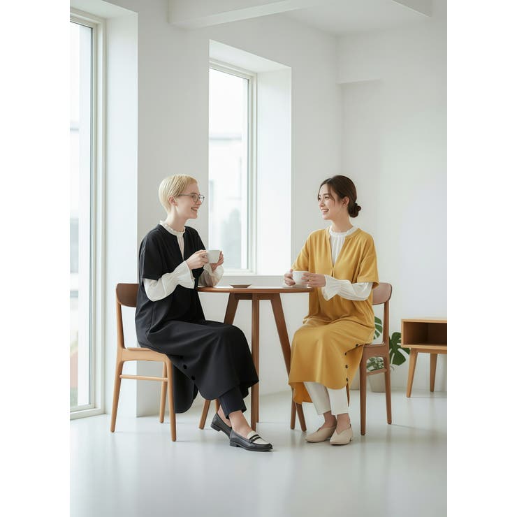 スキッパーカラー半袖裾スリットワンピース飾りボタン | On One's Own | 詳細画像4 