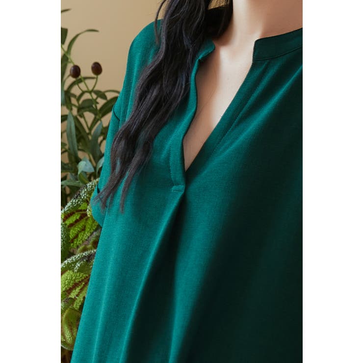 スキッパーカラー半袖裾スリットワンピース飾りボタン | On One's Own | 詳細画像9 