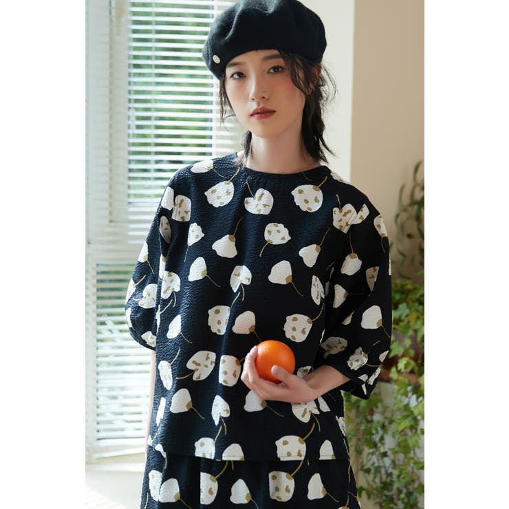 綿100％サッカー素材抽象花柄プリントセットアップ可トップススカート通気性 | On One's Own | 詳細画像10 