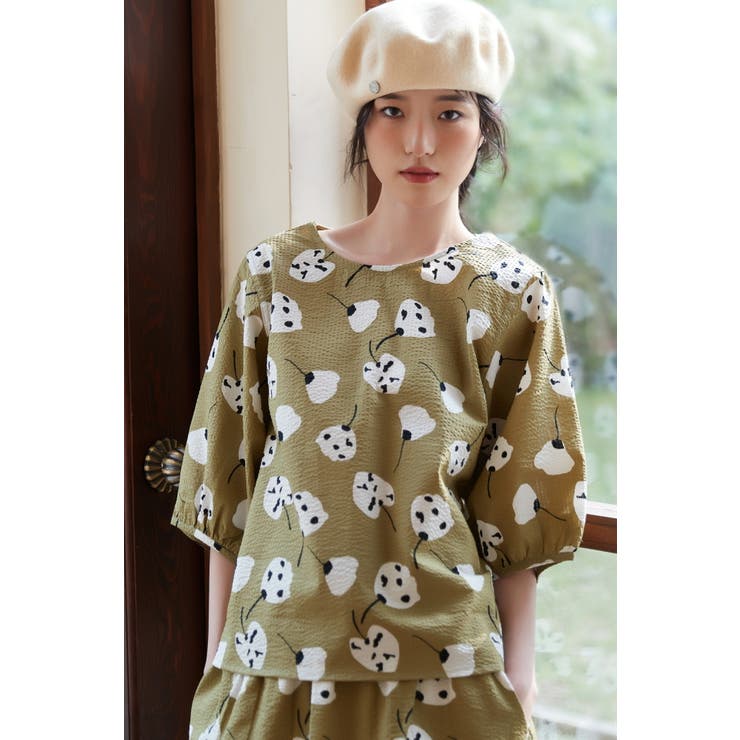 綿100％サッカー素材抽象花柄プリントセットアップ可トップススカート通気性 | On One's Own | 詳細画像14 