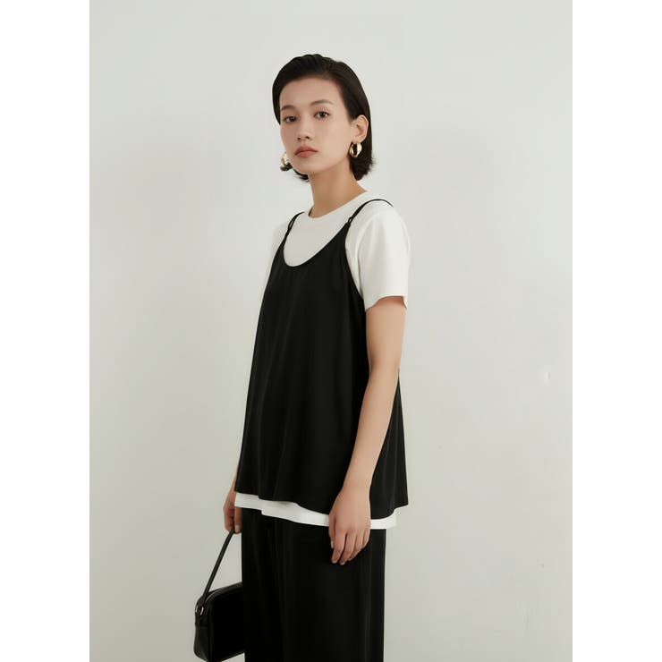 キャミソールドレープ感厚手レーヨン光沢感華奢ストラップ | On One's Own | 詳細画像9 