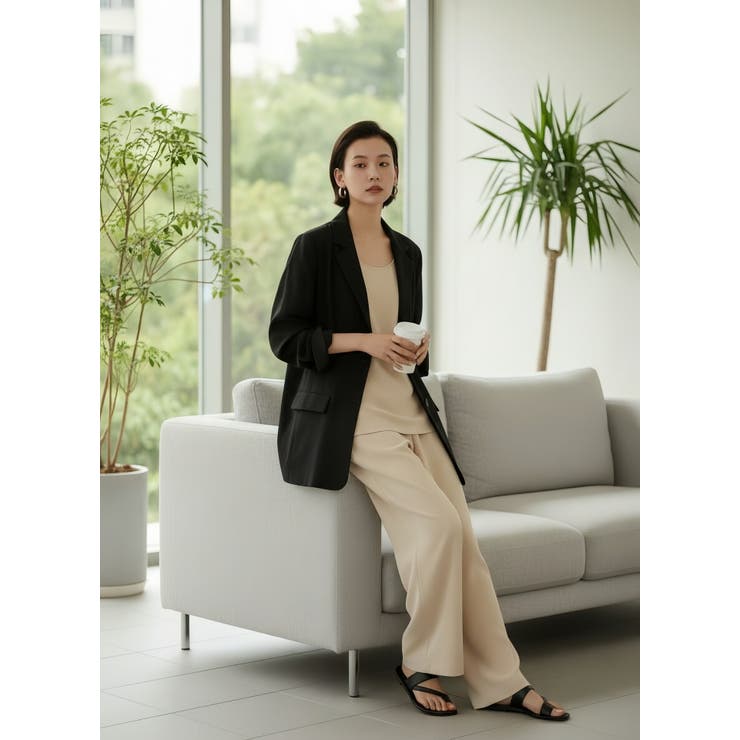 キャミソールドレープ感厚手レーヨン光沢感華奢ストラップ | On One's Own | 詳細画像12 