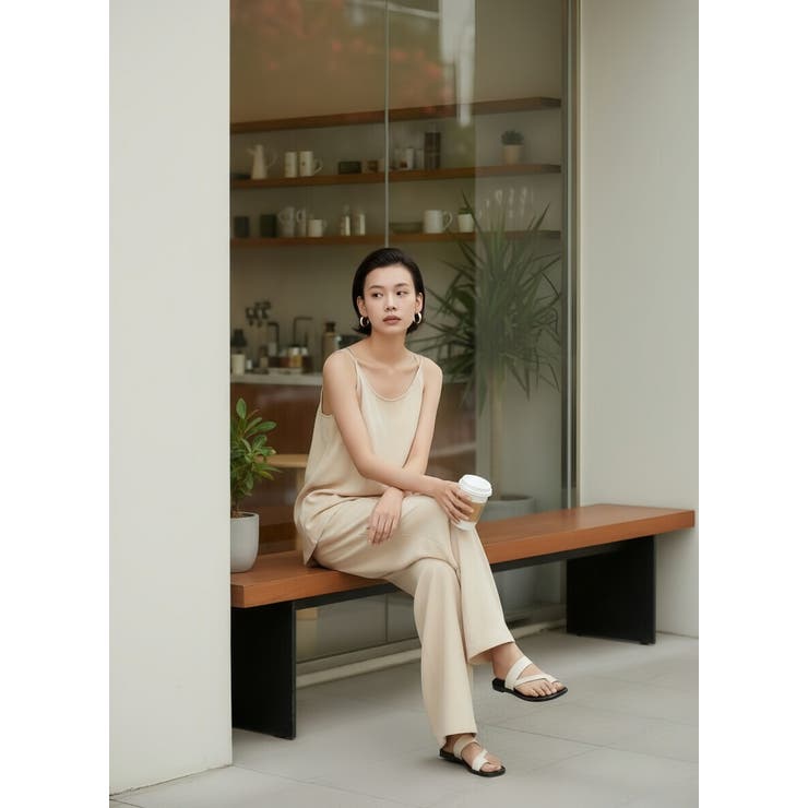 キャミソールドレープ感厚手レーヨン光沢感華奢ストラップ | On One's Own | 詳細画像8 