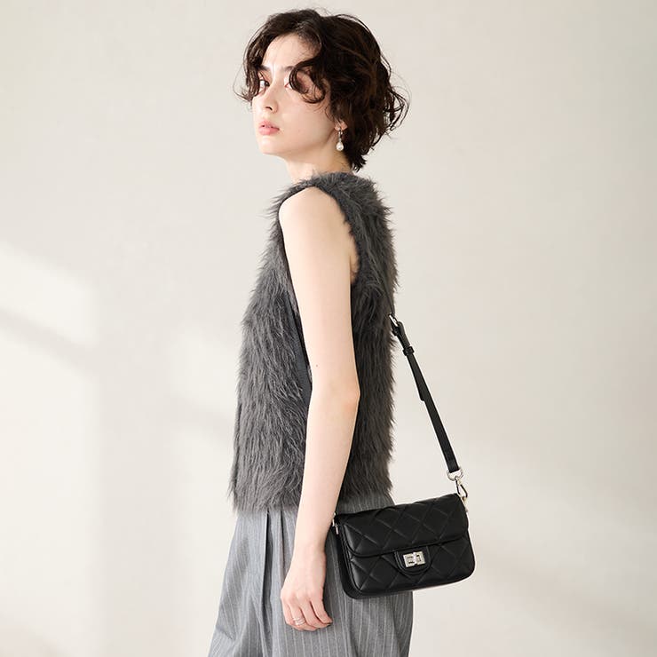 ブラック | キルティングボックスショルダーバッグ/BA-262 | ORiental TRaffic