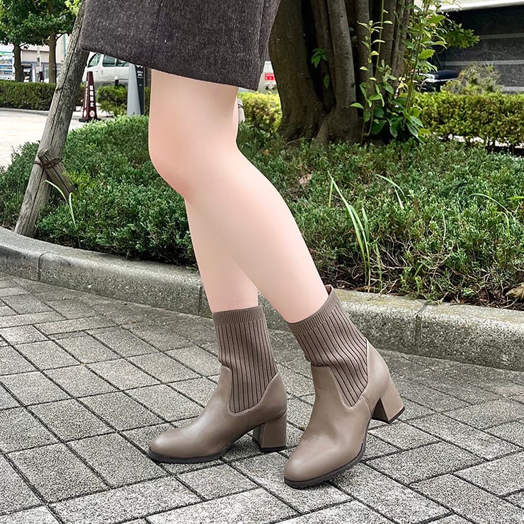 オリエンタルトラフィック》スクエアトゥニットヒールブーツ