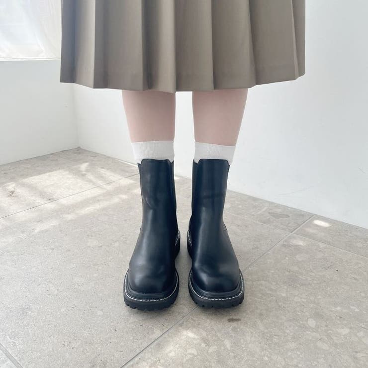 厚底 スクエアトゥチェルシーブーツ/31410[品番：ORTS0005925