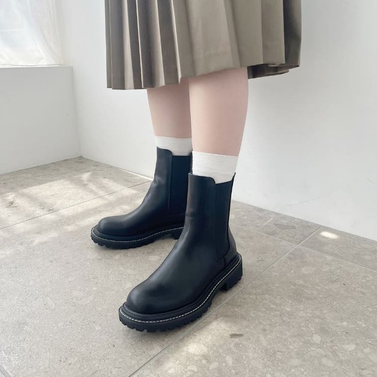 厚底 スクエアトゥチェルシーブーツ/31410[品番：ORTS0005925