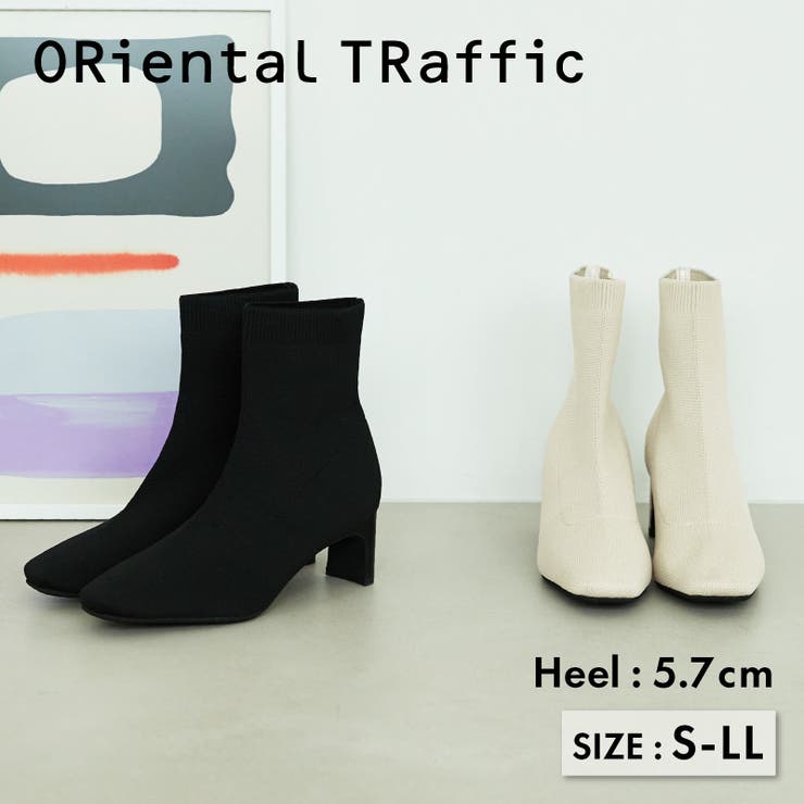 《オリエンタルトラフィック》プレートヒールニットブーツ | ORiental TRaffic | 詳細画像1 