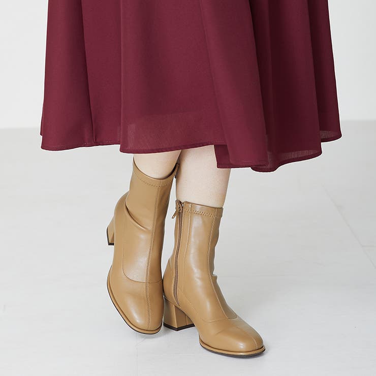 ベージュ | ラウンドトゥストレッチブーツ | ORiental TRaffic