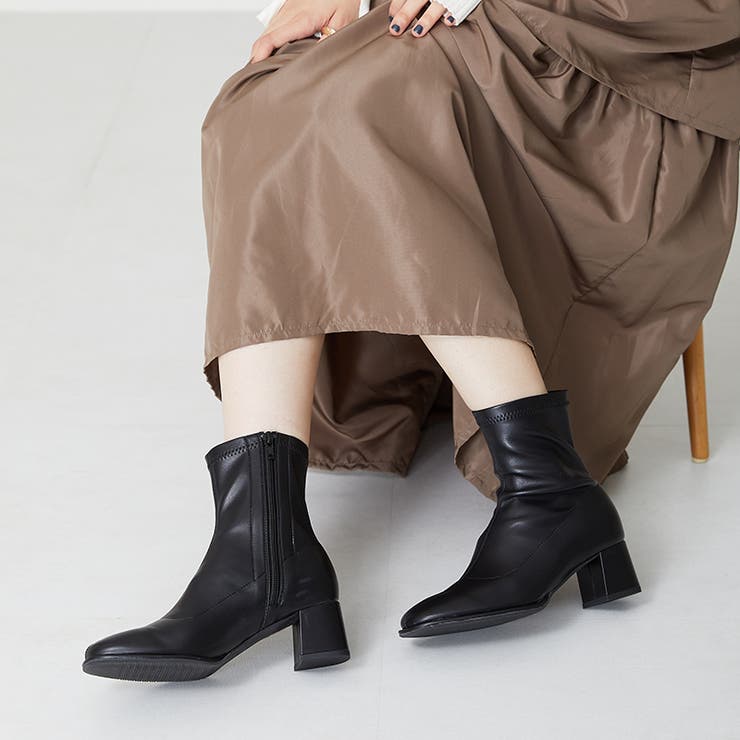 ブラック | ラウンドトゥストレッチブーツ | ORiental TRaffic