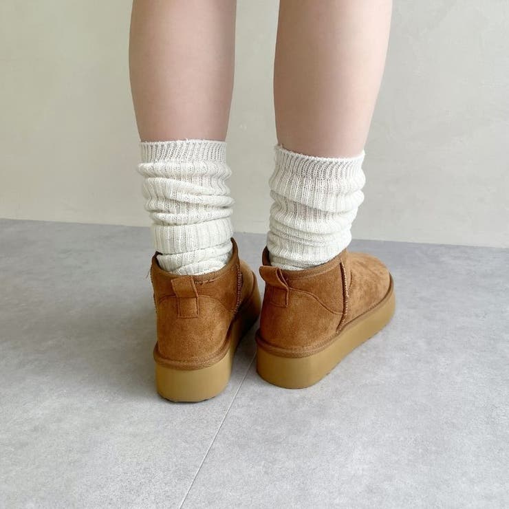 軽量 厚底 ムートンショートブーツ/35401[品番：ORTS0006052