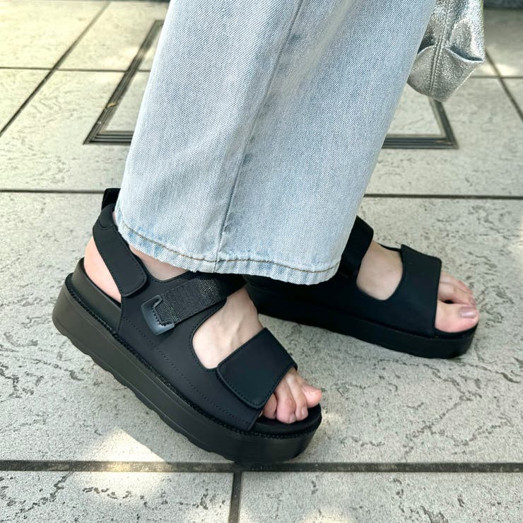 ダブルリボンベルクロサンダル*8.5㎝*3色*追跡送料込 ダブルベルトベルクロ厚底サンダル 41238[品番:ORTS0008724
